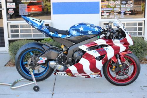 motorcycle with American flag custom paint